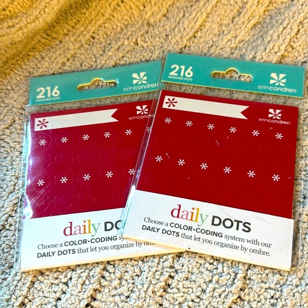 Erin Condren 2 pkgs of NEW “daily Dots” - 216 Designer Dots Each pkg